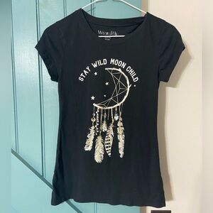 Wound Up Women’s Stay Wild Moon Child Black Tee Size Small